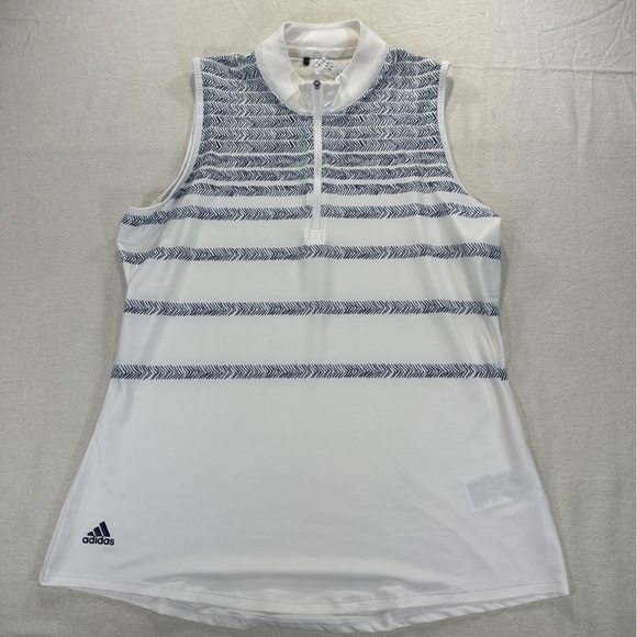 adidas Tops - Adidas Women's 365 Herringbone White and Navy Golf Tank Top